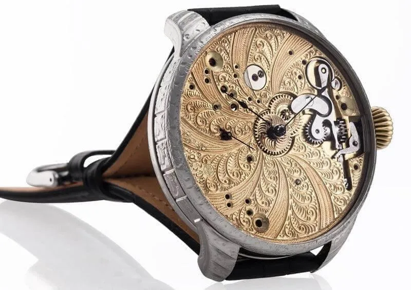 Omega Wristwatch Spiral Engraving Recased Pocket Watch