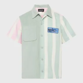 Paneled Corduroy Shirt Green and Pink Paneled Corduroy Shirt Green and Pink
