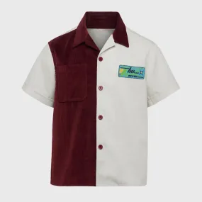 Paneled Corduroy Shirt Maroon Paneled Corduroy Shirt Maroon