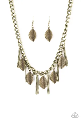 Paparazzi Serenely Sequoia - Brass Leaf Necklace Paparazzi Serenely Sequoia - Brass Leaf Necklace