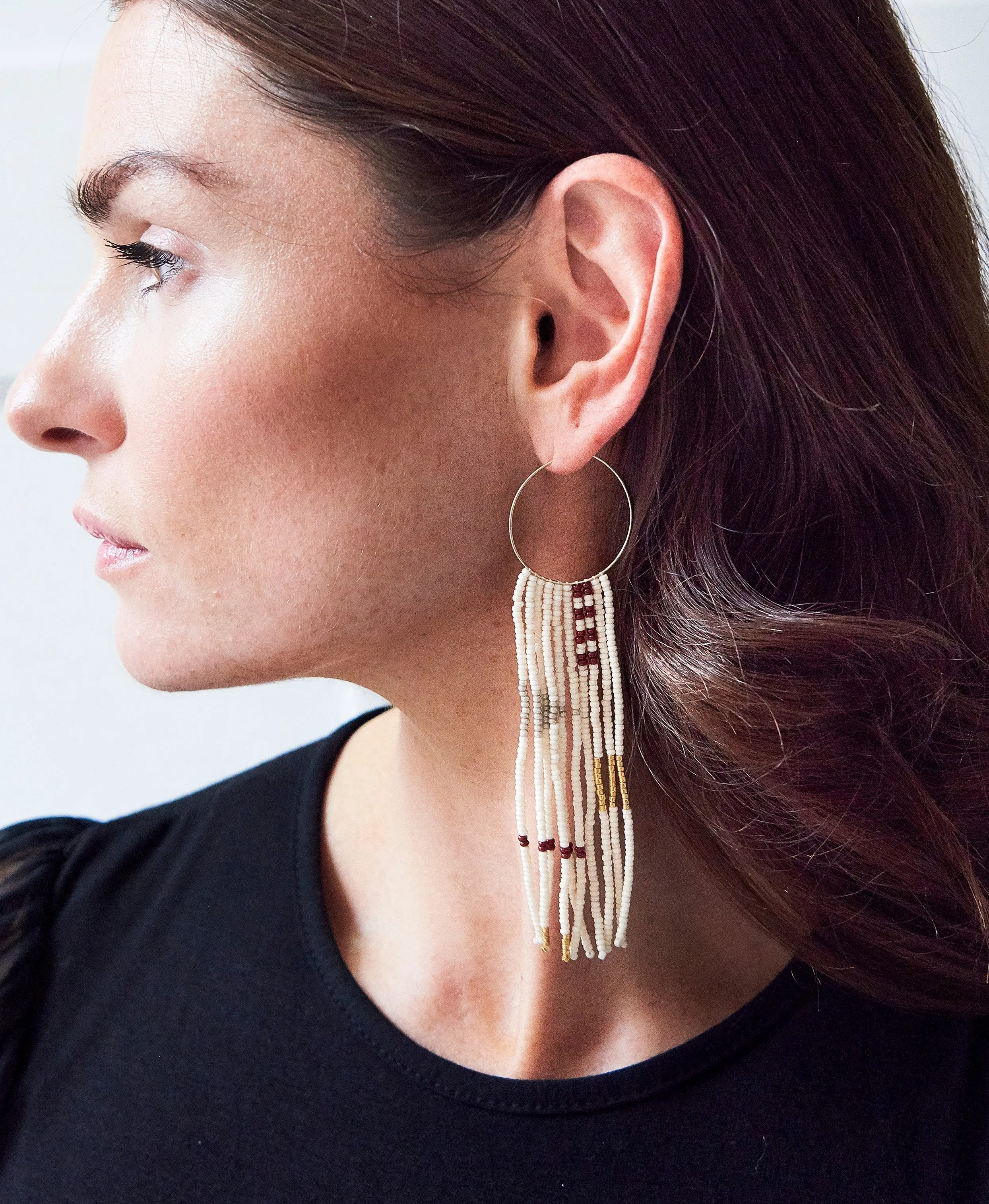 Pembetatu Small Hoop Earrings - PINK/GOLD/BURGUNDY/TAUPE