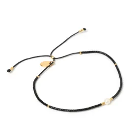 Petra Pearl & Glass Beaded Bracelet - Black Petra Pearl & Glass Beaded Bracelet - Black