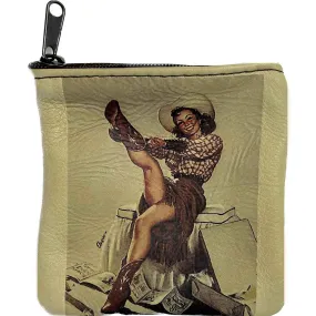 Pin-Up Cowgirl in Boots Leather Western Coin Purse Pin-Up Cowgirl in Boots Leather Western Coin Purse