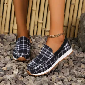 Plaid Round Toe Slip-Ons Plaid Round Toe Slip-Ons