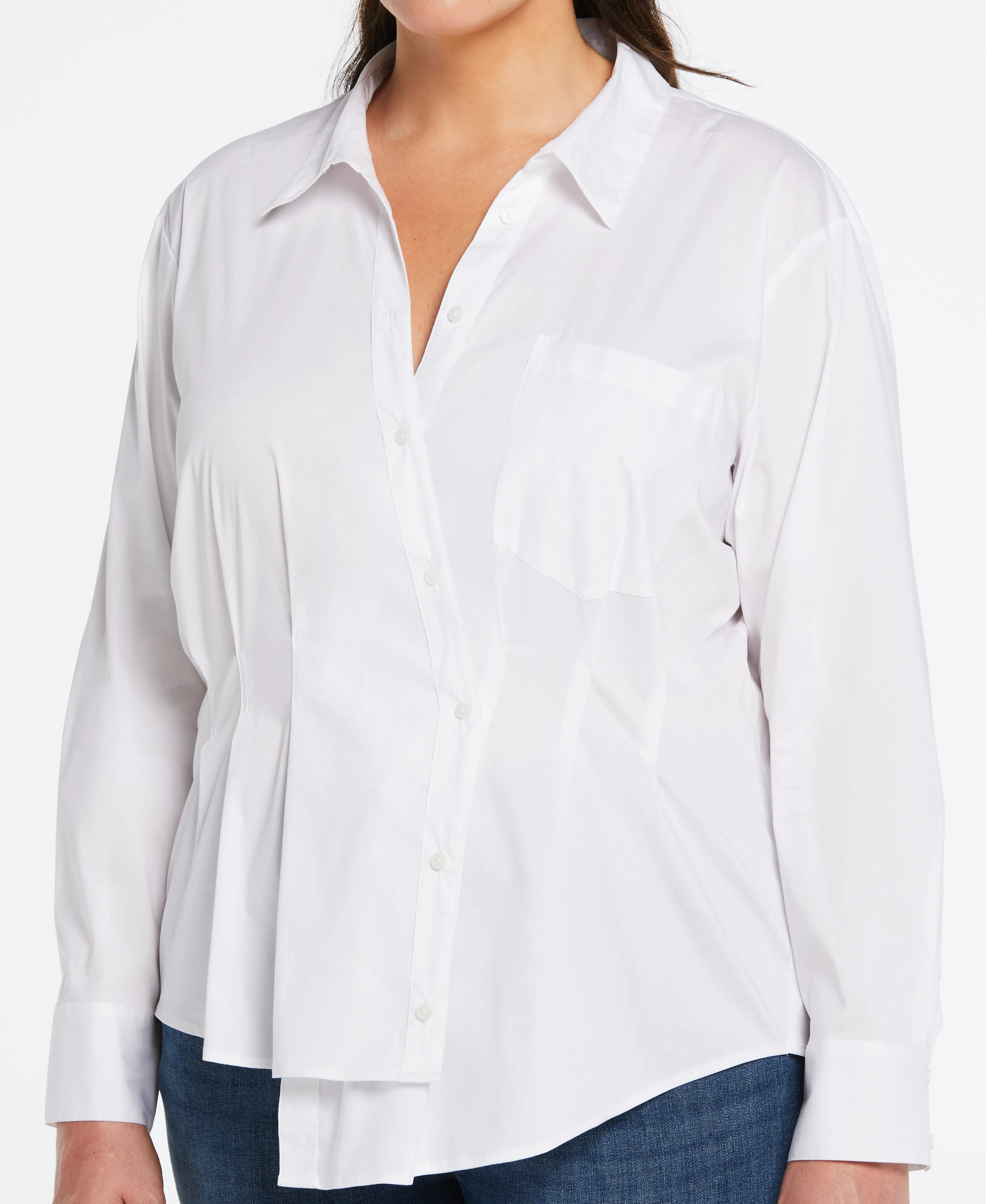 Plus Size Asymmetrical Wrap Button Up Top