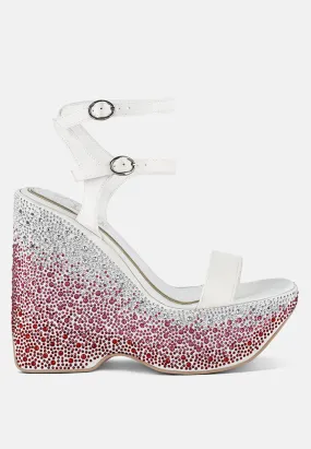Richness Rhinestones Embellished Ultra High Wedge Sandals Richness Rhinestones Embellished Ultra High Wedge Sandals