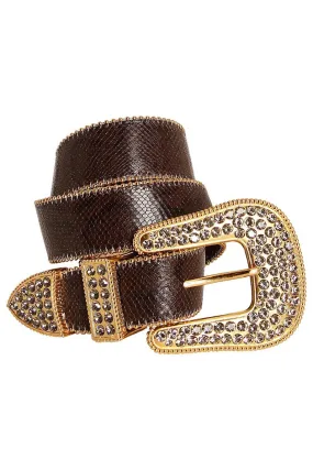 ROBIN'S JEAN CRYSTAL BELT IN GOLD AND BROWN SNAKE ROBIN'S JEAN CRYSTAL BELT IN GOLD AND BROWN SNAKE