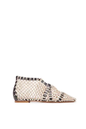 Sage Flat Shoe in Cream Crochet & Nappa Leather Sage Flat Shoe in Cream Crochet & Nappa Leather
