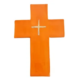 SALE Ceramic Wall Cross in Orange and Gold SALE Ceramic Wall Cross in Orange and Gold