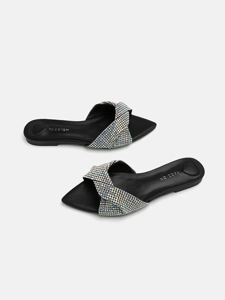 [SALE]Kiera Diamante Embellished Bow Slides