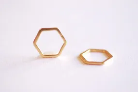 Shiny Vermeil Gold Hexagon Connector Charm- 22k Gold plated Sterling Silver, jump ring, hexagon frame spacer link, honeycomb, Geometric, 362 Shiny Vermeil Gold Hexagon Connector Charm- 22k Gold plated Sterling Silver, jump ring, hexagon frame spacer link, honeycomb, Geometric, 362
