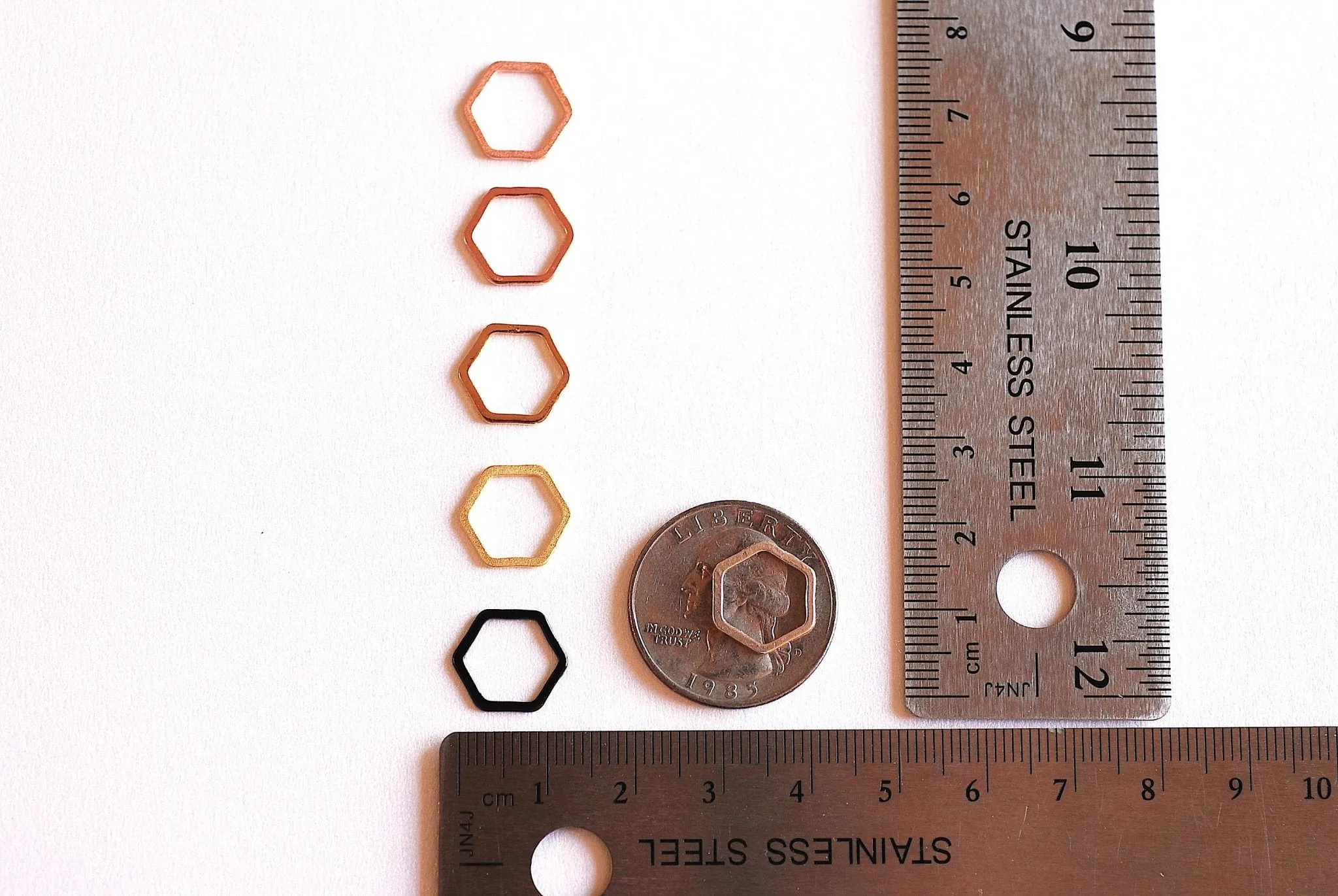 Shiny Vermeil Gold Hexagon Connector Charm- 22k Gold plated Sterling Silver, jump ring, hexagon frame spacer link, honeycomb, Geometric, 362