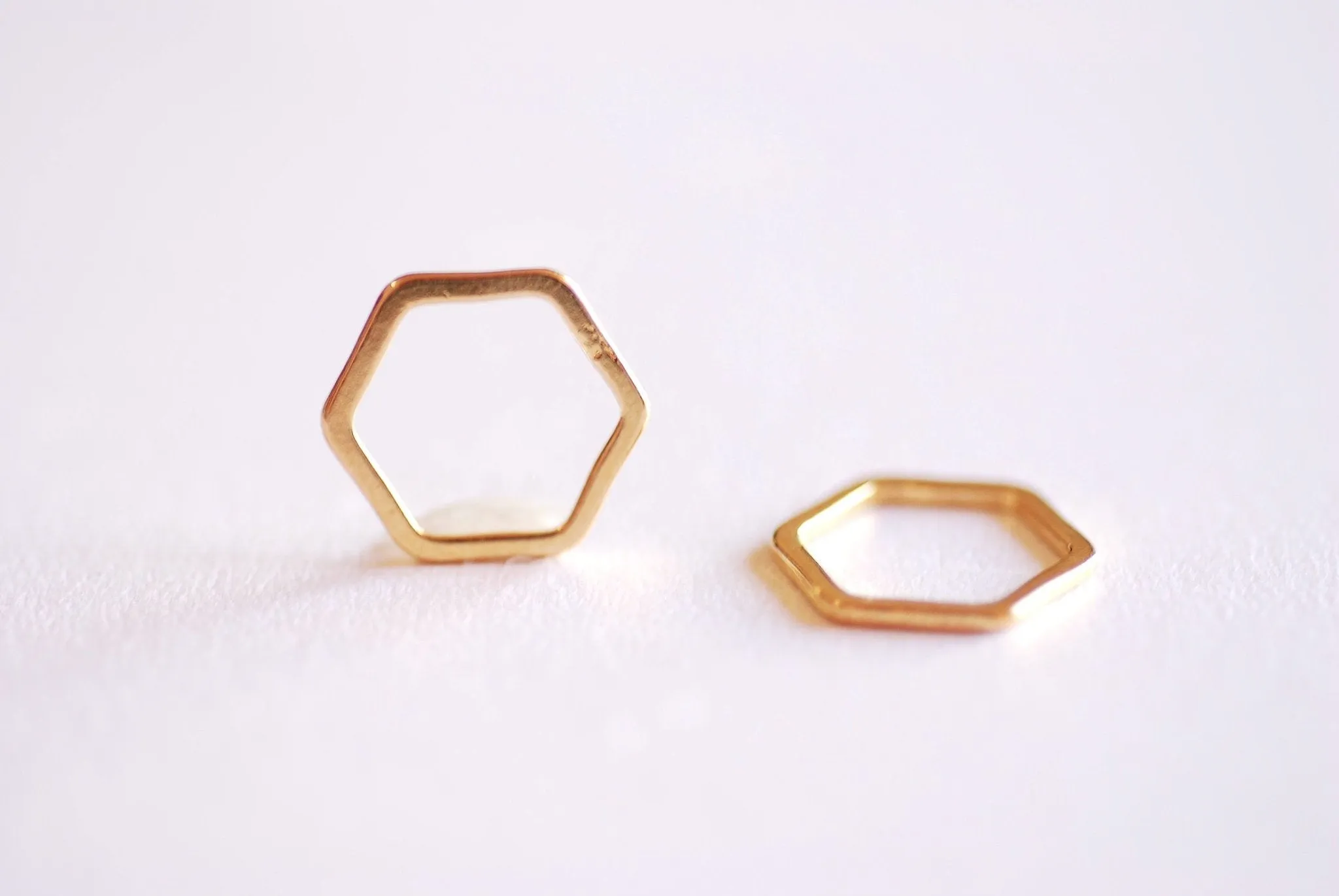 Shiny Vermeil Gold Hexagon Connector Charm- 22k Gold plated Sterling Silver, jump ring, hexagon frame spacer link, honeycomb, Geometric, 362