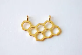 Shiny Vermeil Wholesale Gold Honeycomb Charm- 18k gold plated over Sterling Silver Honeycomb, Gold Geometric Hexagon Charm, Gold Beehive Charm, 241 Shiny Vermeil Wholesale Gold Honeycomb Charm- 18k gold plated over Sterling Silver Honeycomb, Gold Geometric Hexagon Charm, Gold Beehive Charm, 241