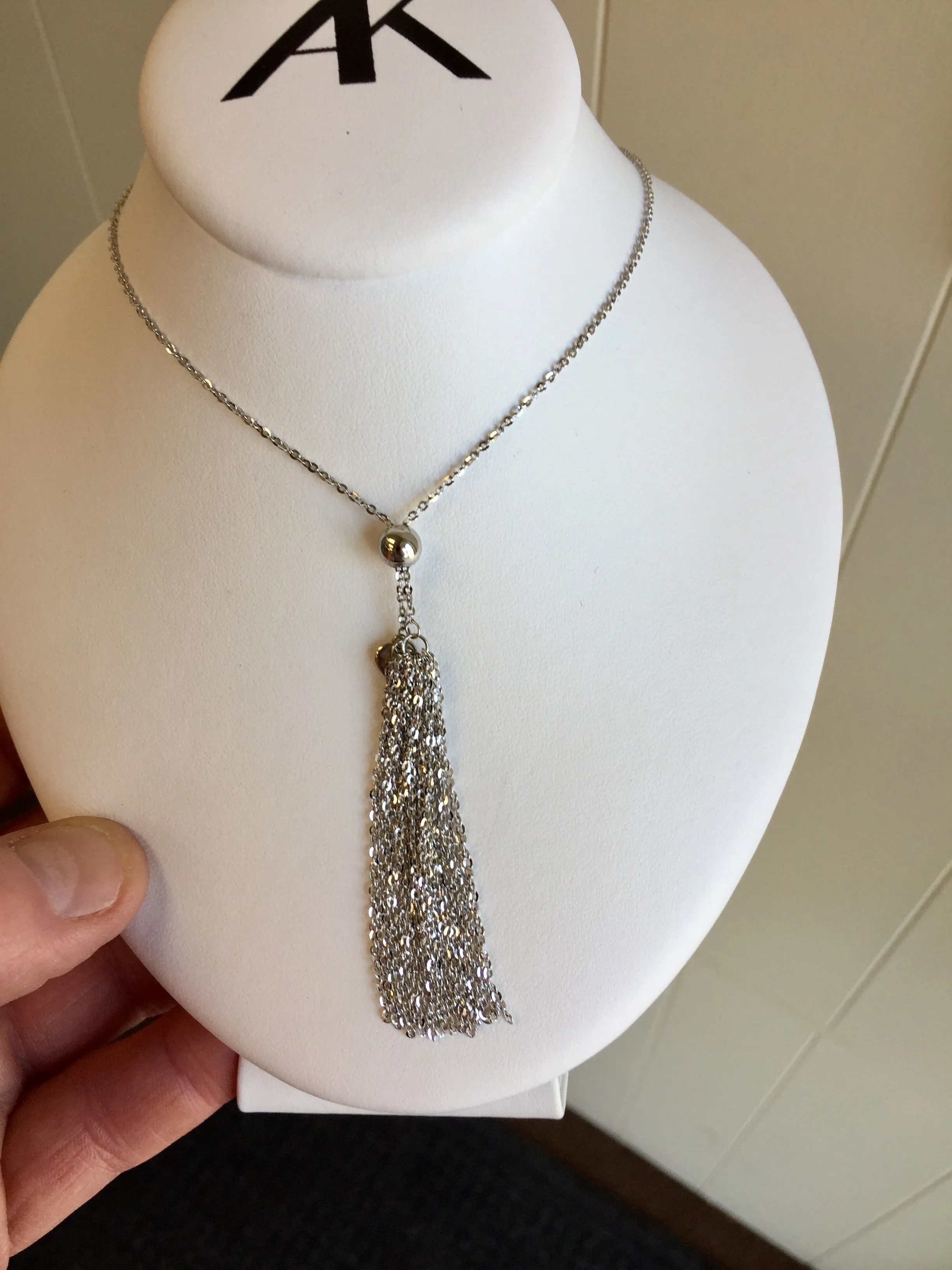 Silver Tassel Long Necklace