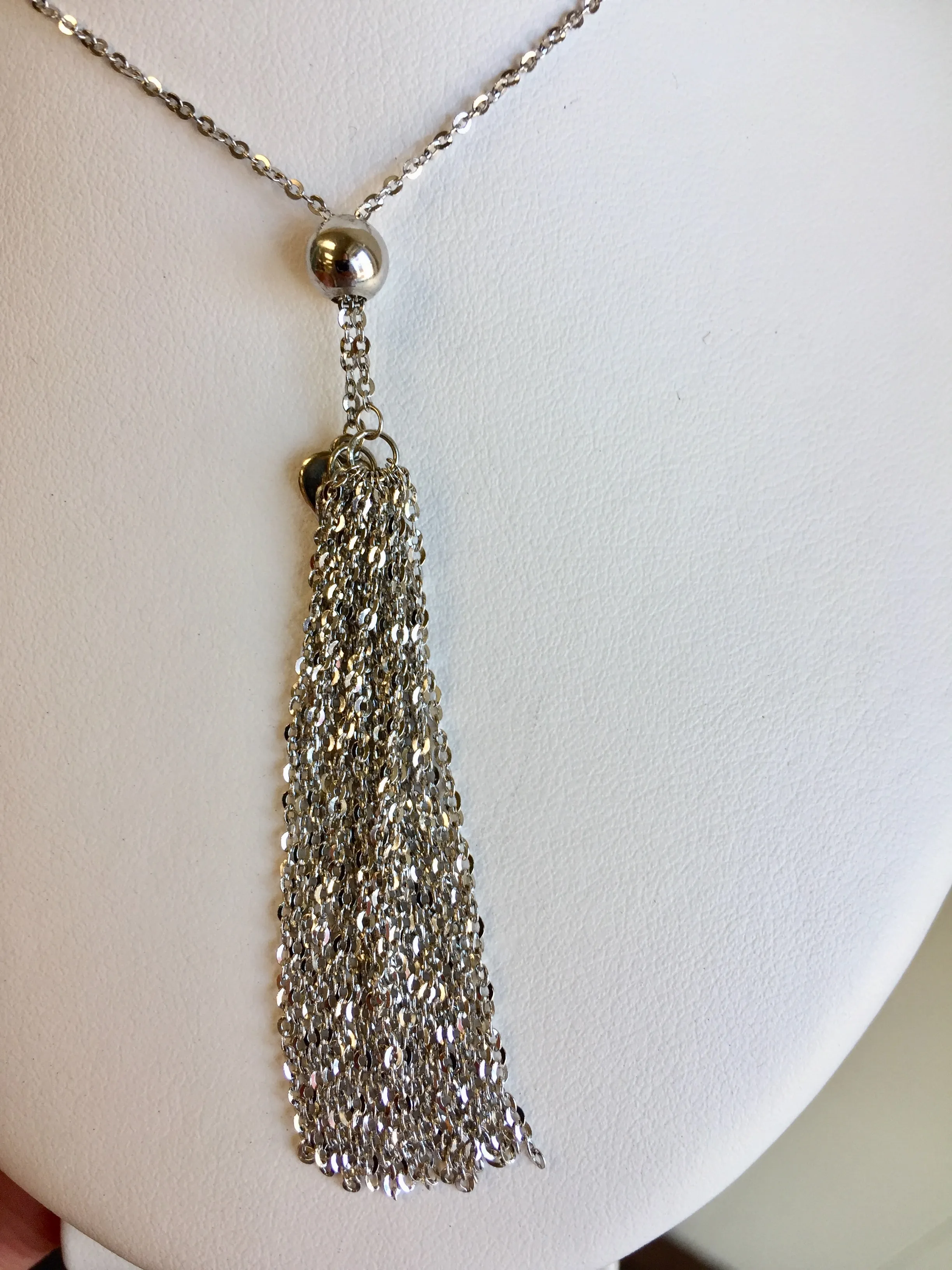 Silver Tassel Long Necklace