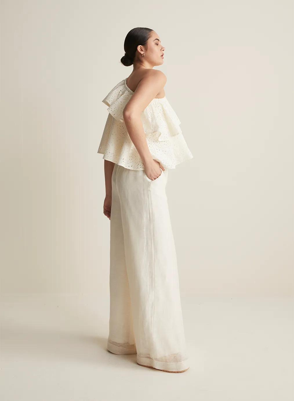 Sophia Silk Linen Pant | Antique