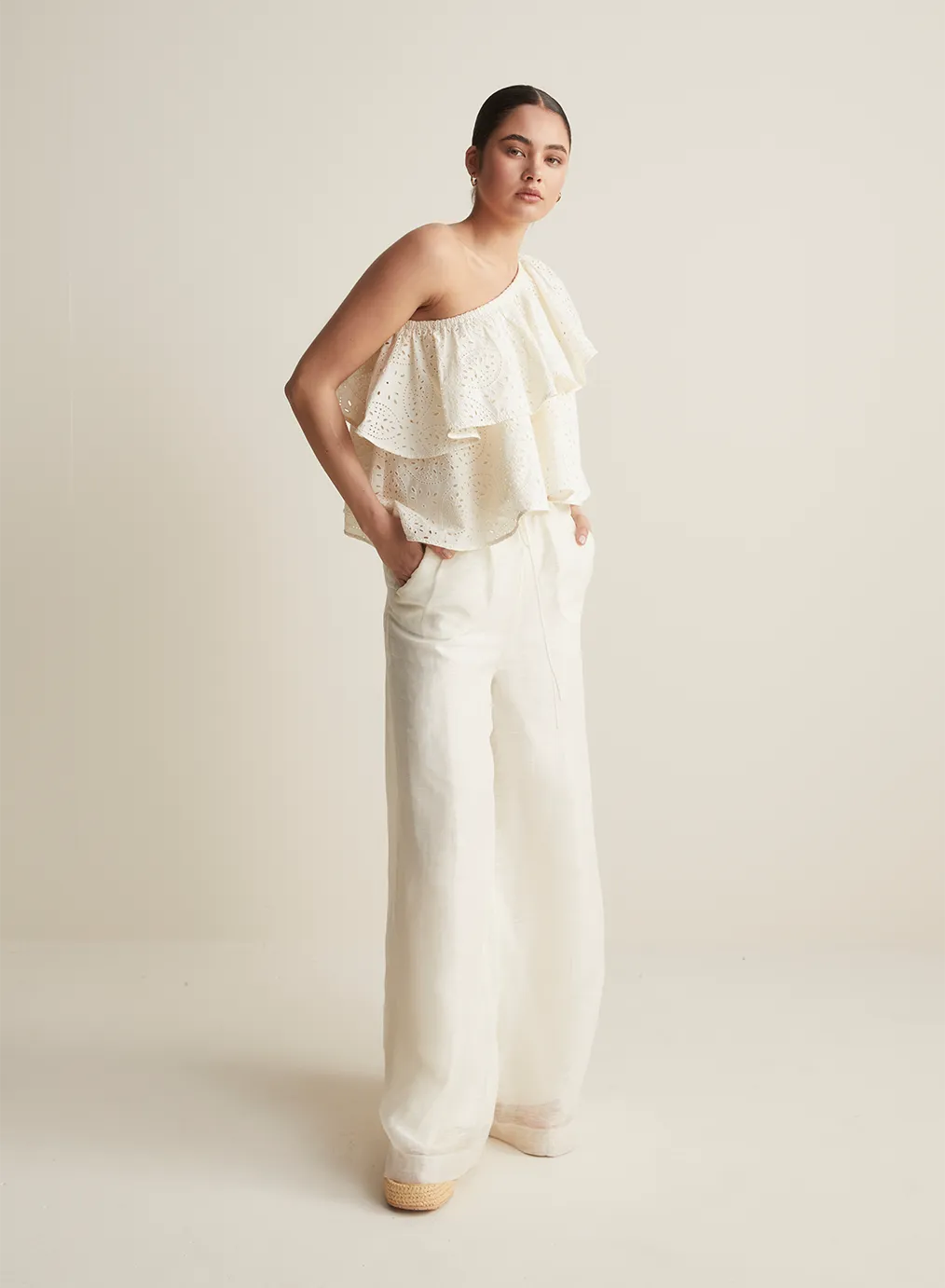 Sophia Silk Linen Pant | Antique