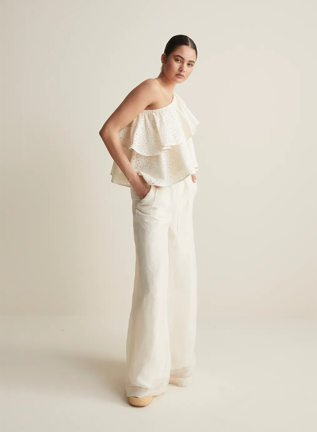 Sophia Silk Linen Pant | Antique