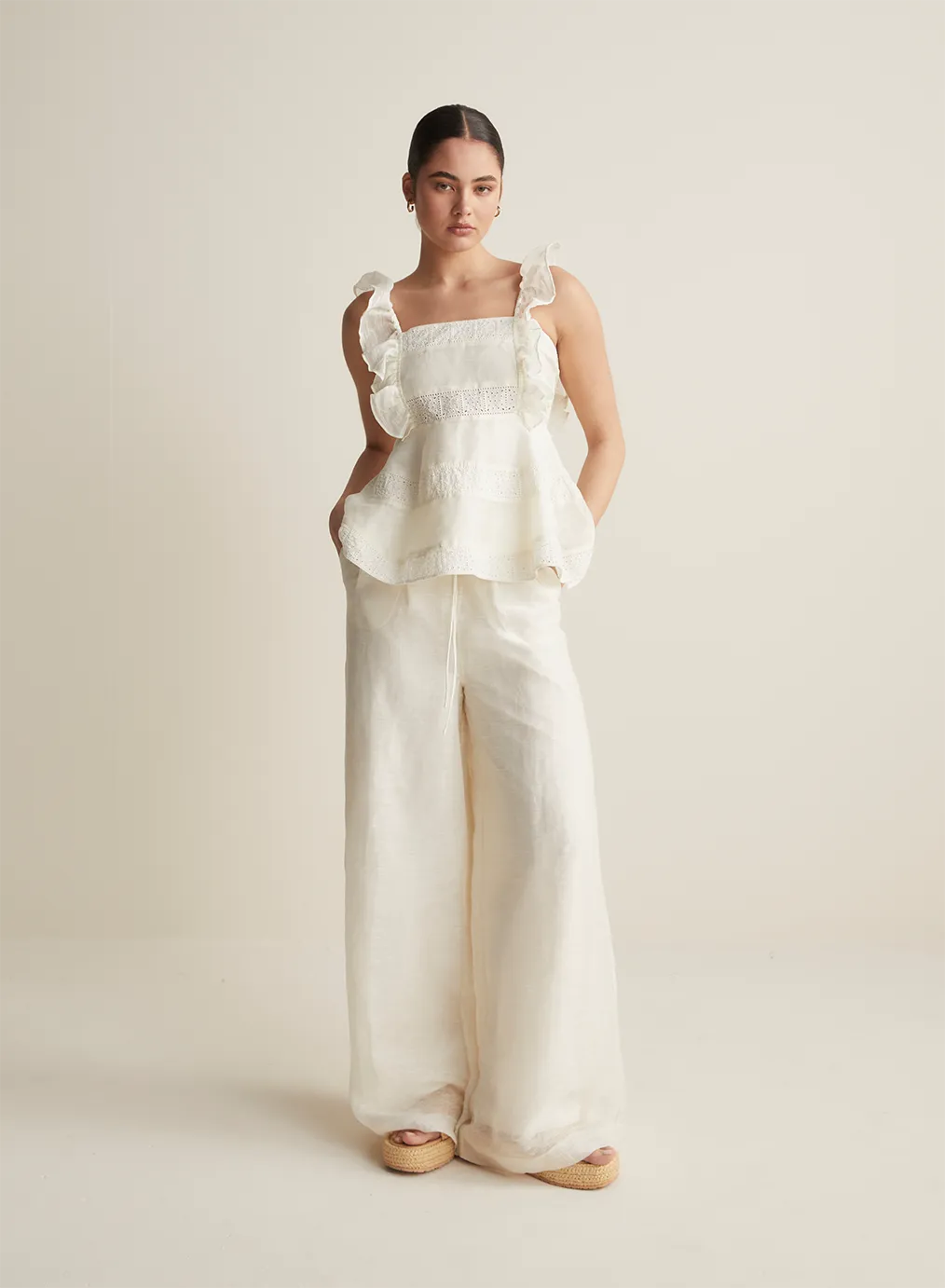 Sophia Silk Linen Pant | Antique