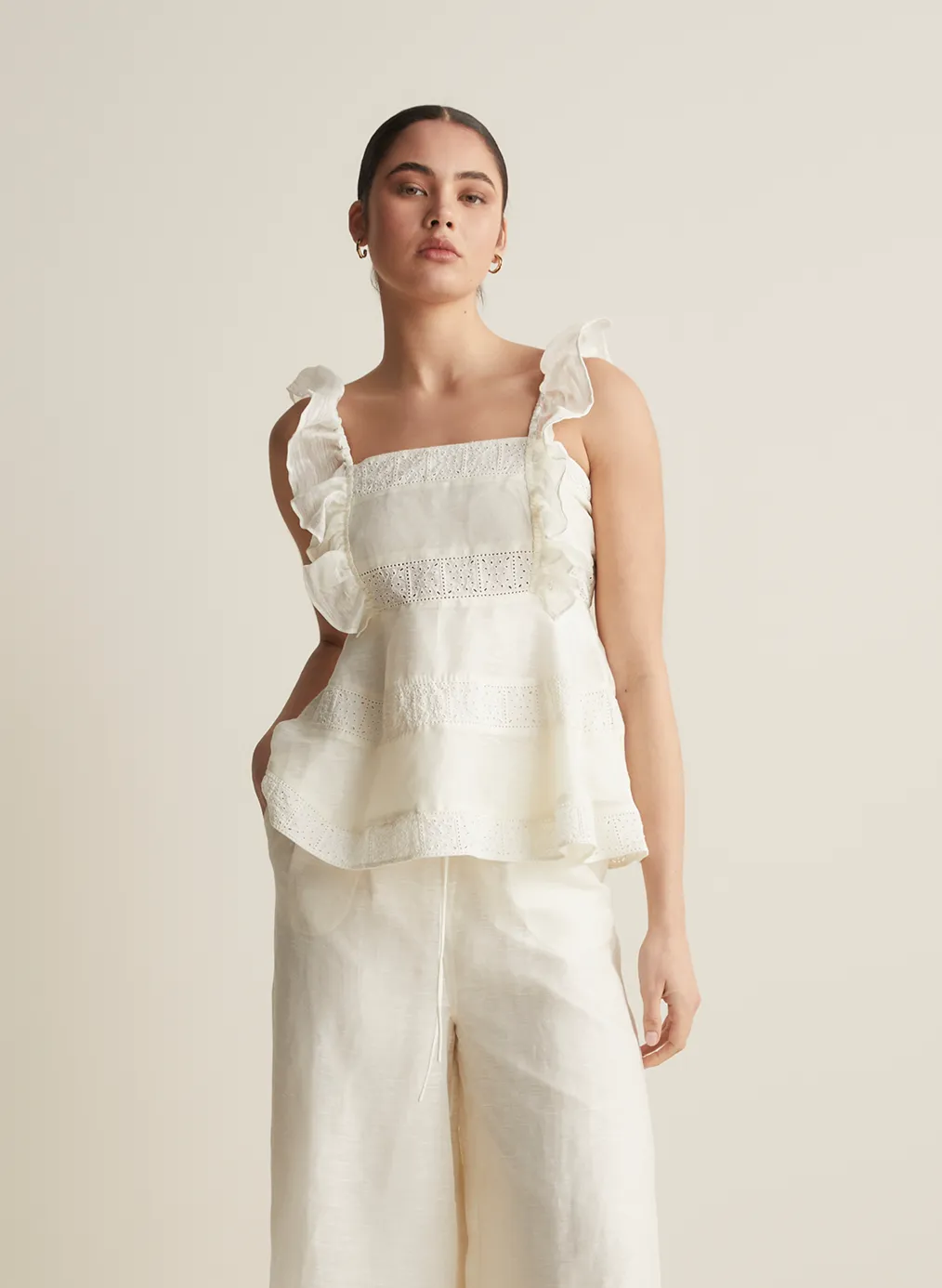 Sophia Silk Linen Pant | Antique