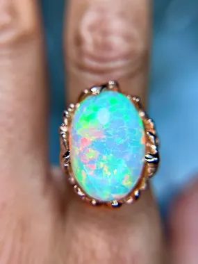 STATEMENT Honeycomb Ethiopian OPAL 10kt rose gold ring STATEMENT Honeycomb Ethiopian OPAL 10kt rose gold ring