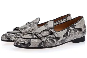 TANGERINE 7 PYTHON STONE BELGIAN LOAFERS TANGERINE 7 PYTHON STONE BELGIAN LOAFERS