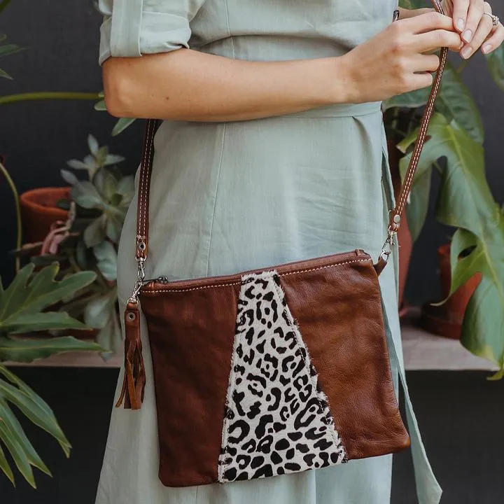 Thandana Crossover Animal Print Leather Handbag