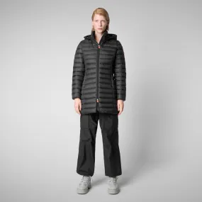 Woman's animal free hooded puffer jacket Carol in black Woman's animal free hooded puffer jacket Carol in black
