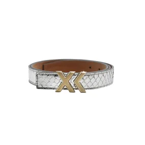 XK Mini Belt in Metallic Silver Python 25mm XK Mini Belt in Metallic Silver Python 25mm