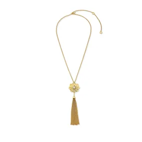 Yellow Gold Trio Pendant Tassel Necklace with White Diamonds Yellow Gold Trio Pendant Tassel Necklace with White Diamonds
