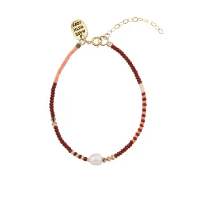 Zebra Pearl Crystal Bracelet  - BURGUNDY/PINK/SALMON Zebra Pearl Crystal Bracelet  - BURGUNDY/PINK/SALMON