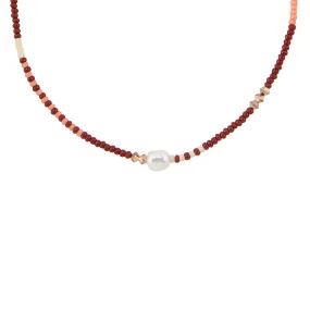 Zebra Pearl Crystal Necklace - BURGUNDY/PINK/SALMON Zebra Pearl Crystal Necklace - BURGUNDY/PINK/SALMON
